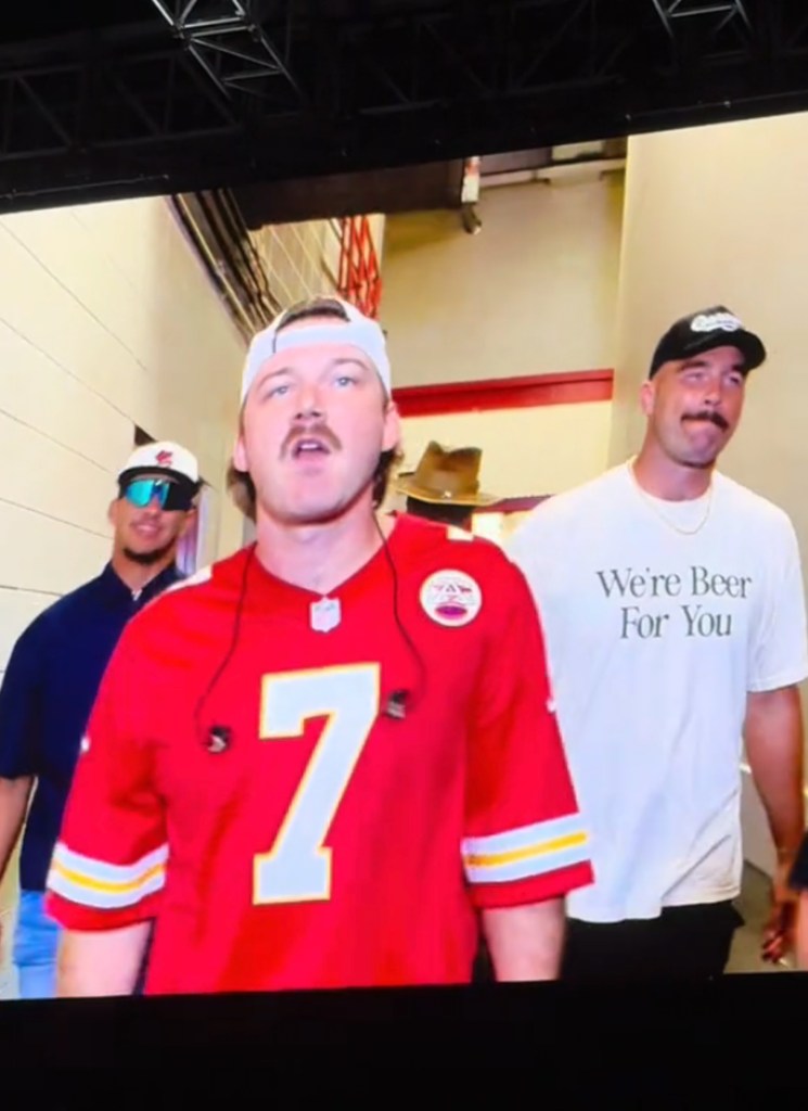 Travis Kelce and Patrick Mahomes join Morgan Wallen ahead of his concert in Kansas City, Mo. 