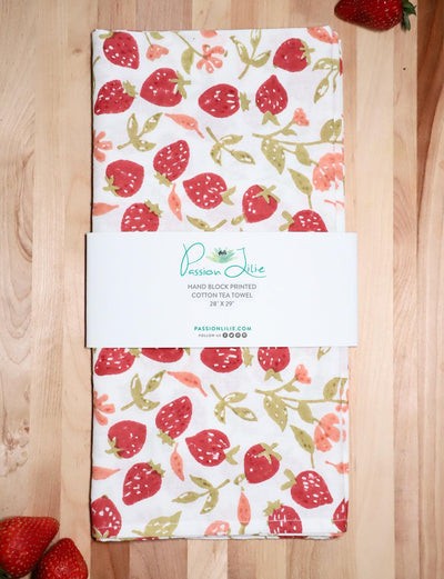 Strawberry Cotton Tea Towel - Passion Lilie