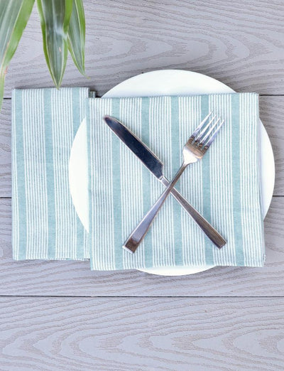 Cloth Napkins- Stripes Light Blue- Set of 4 - Passion Lilie