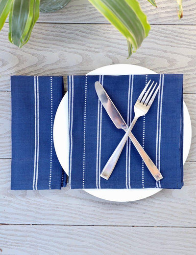 Cloth Napkins- Stripes Navy- Set of 4 - Passion Lilie