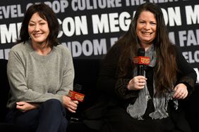 Shannen Doherty (L) and Holly Marie Combs speak during a Q&A session at MegaCon Orlando 2024