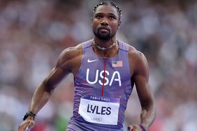 Noah Lyles of Team United States competes during the Men's 100m Semi-Final on day nine of the Olympic Games Paris 2024 at Stade de France on August 04, 2024 