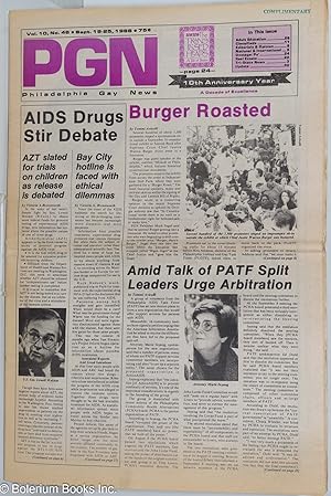 Seller image for PGN: Philadelphia Gay News; vol. 10, #45, Sept. 19-25, 1986: AIDS Drugs Stir Debate for sale by Bolerium Books Inc.