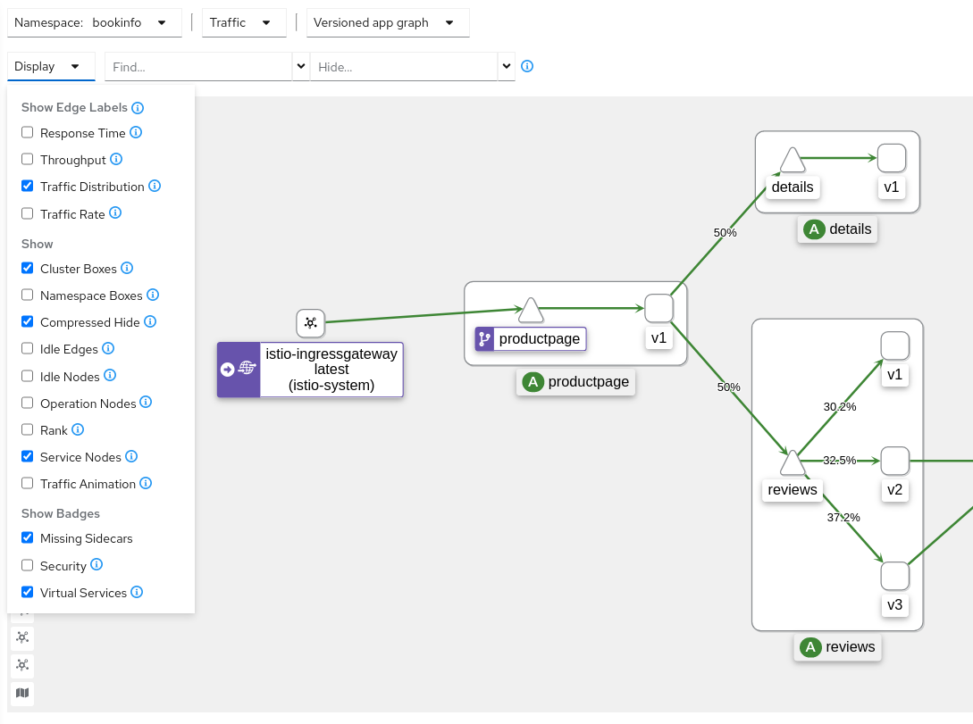 Bookinfo Graph Options