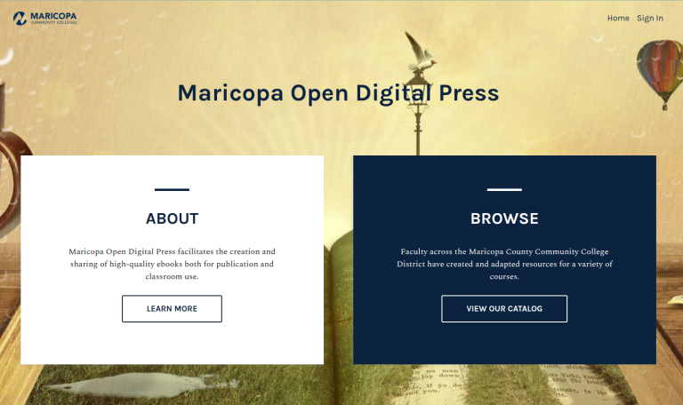 Maricopa open press Pressbooks network homepage