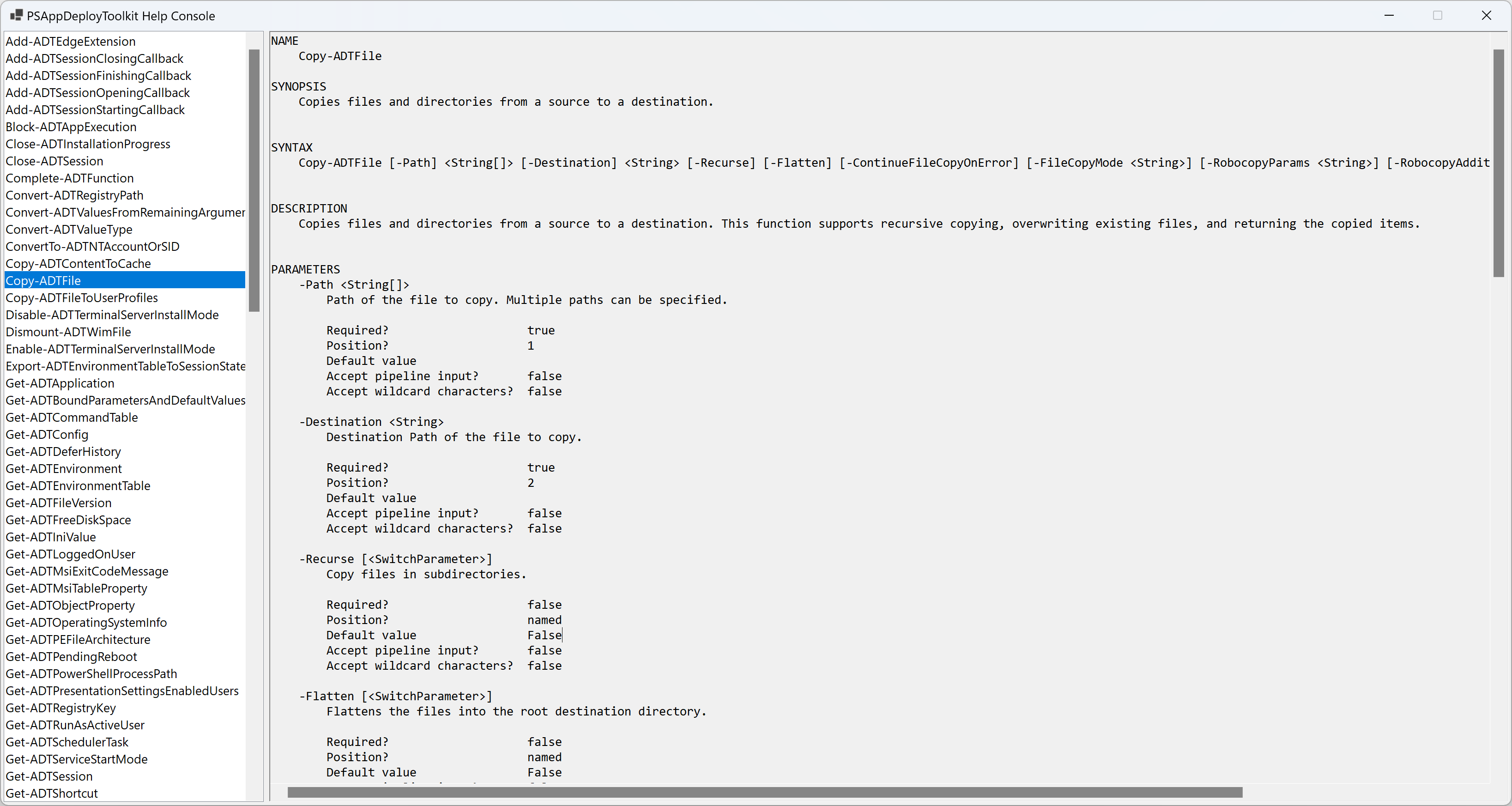 PowerShell App Deployment Toolkit Help Console