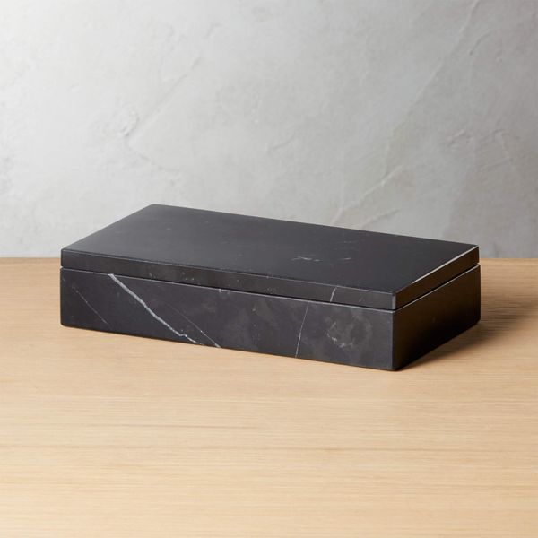 CB2 Medium Black Marble Box