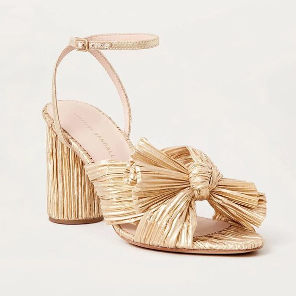 Loeffler Randall Camellia Dark Gold Bow Heels