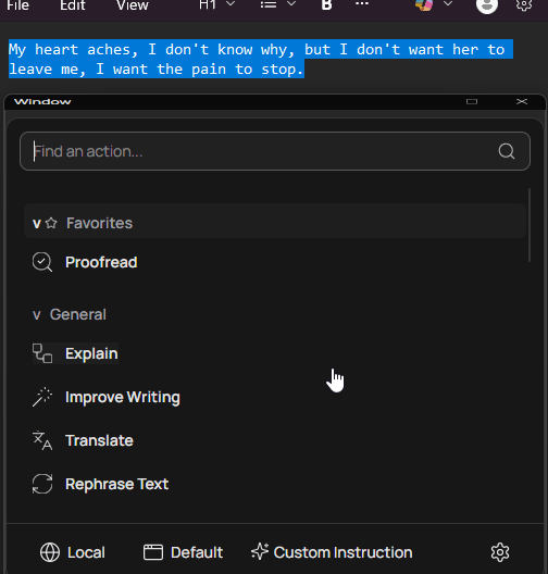 Templated Action Menu