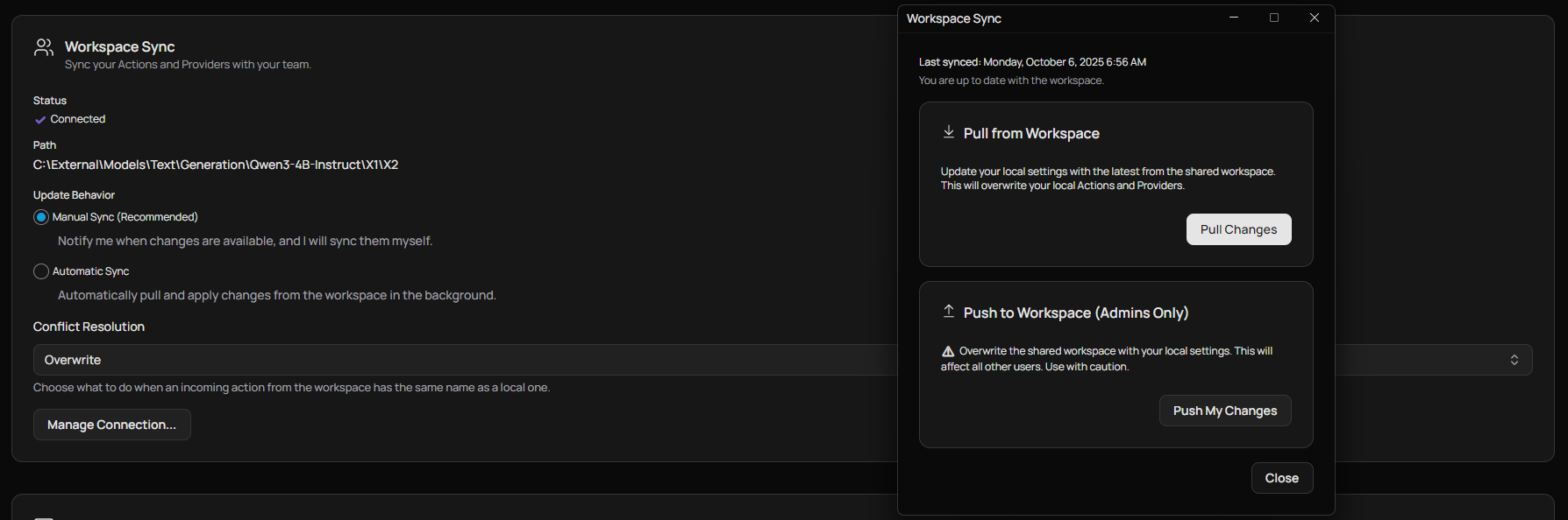 Workspace Sync Management