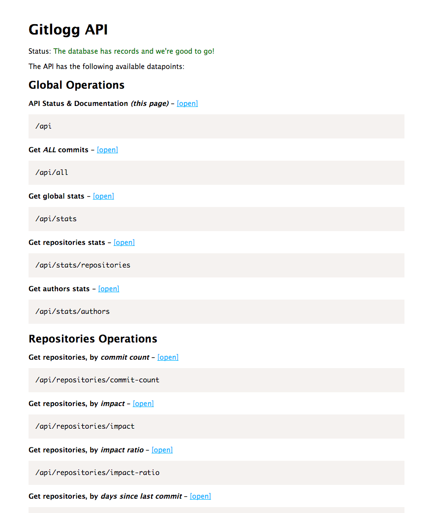 Gitlogg API interface