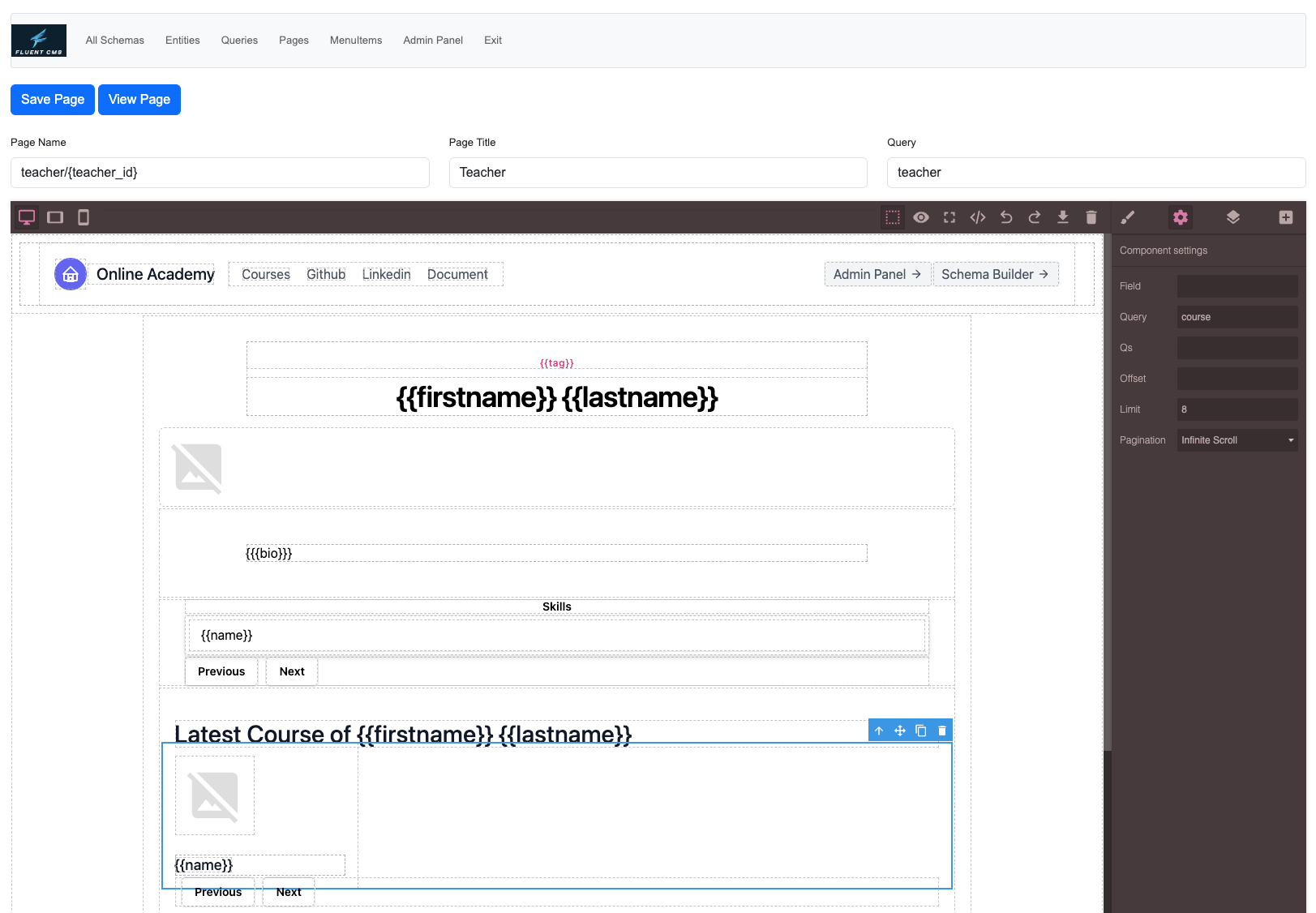 Teacher Page Designer