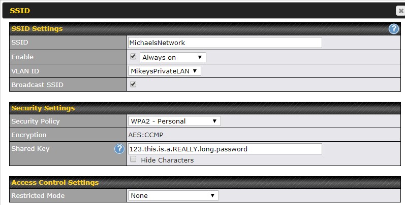 Peplink SSID cofiguration