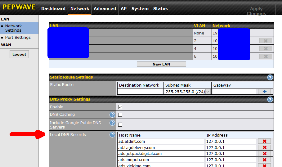 Surf SOHO  Local DNS records