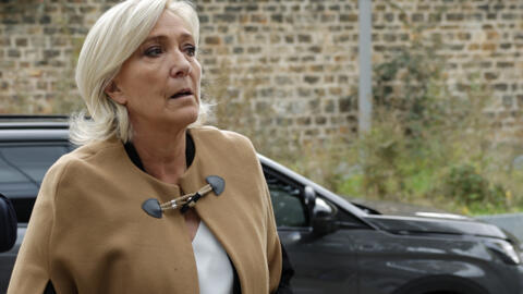 Marine Le Pen arrives at the court in Paris on October 14, 2024, to face questions over the use of EU money to pay for her bodyguard, her chief of staff and two other party aides.