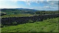 SD8365 : Dry stone wall and view towards Ingleborough by Steve  Fareham