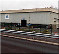 ST3886 : Tata name sign, Llanwern Steelworks by Jaggery