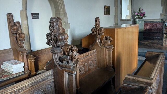 19th century bench ends at Church of All Saints