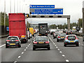 SJ6686 : Northbound M6, Sign Gantry at Thelwall Grange by David Dixon