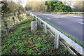 SU4698 : Boundary stone behind crash barrier at Gozzard's Ford by Roger Templeman