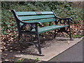 TQ2789 : East Finchley : park bench, Cherry Tree Wood by Jim Osley