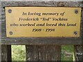 SP7900 : Memorial Plate on seat at Lodge Hill (2) by David Hillas