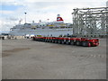 NT1082 : Long trailer and cruise ship 'Black Watch' at Rosyth by M J Richardson