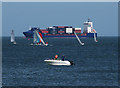 J5082 : Yachts and ship in Bangor Bay by Rossographer