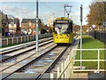 SJ8387 : Metrolink Airport Line Approaching Crossacres by David Dixon