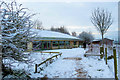 SP9313 : The Snowy Front of the Visitor Centre at College Lake by Chris Reynolds