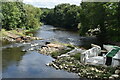 SE2336 : Collapsed weir on the River Aire at Newlay by David Martin