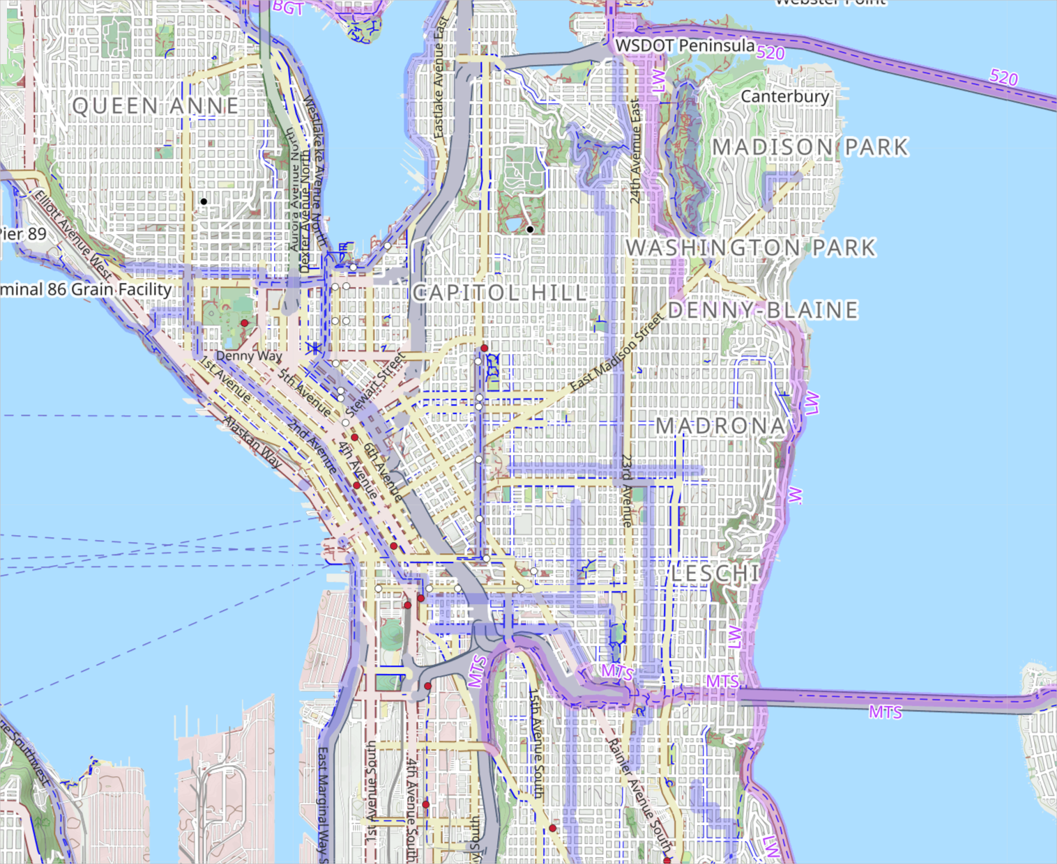 Protected cycle lanes in Seattle