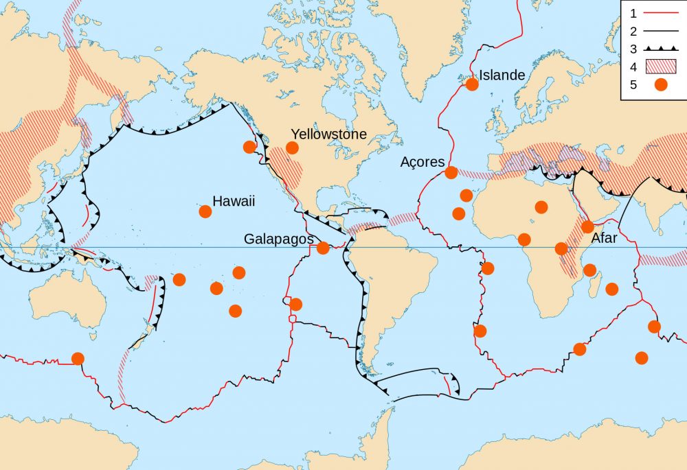 Carte des principaux points chauds mondiaux