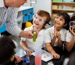 children in science class