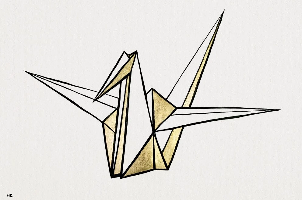 An illustration of a paper crane