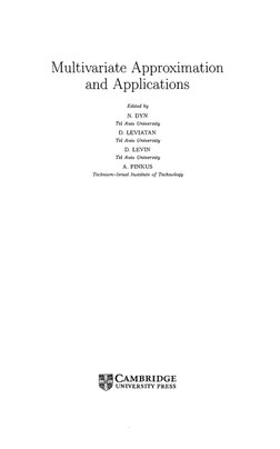 Multivariate Approximation
and Applications
Edited by
N. DYN
Tel Aviv University
D. LEVIATAN
Tel Aviv University
D. LEVIN
Tel