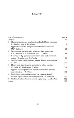 Contents
List of contributors
Va9e v
Preface
vii
1 Characterization and construction of radial basis functions
R. Schaback