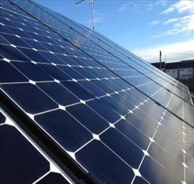 Close up of solar panels on our roof.