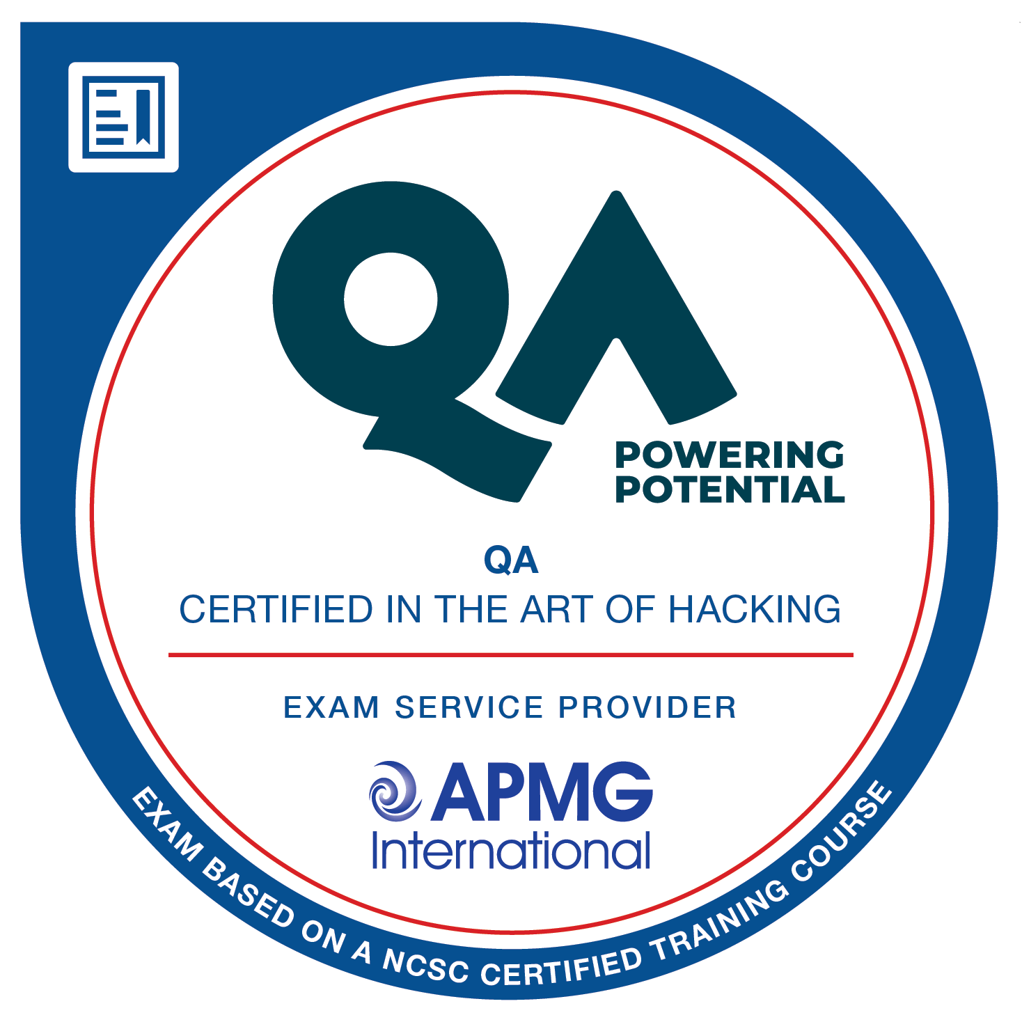 Logo for QA's certified in the art of hacking course.