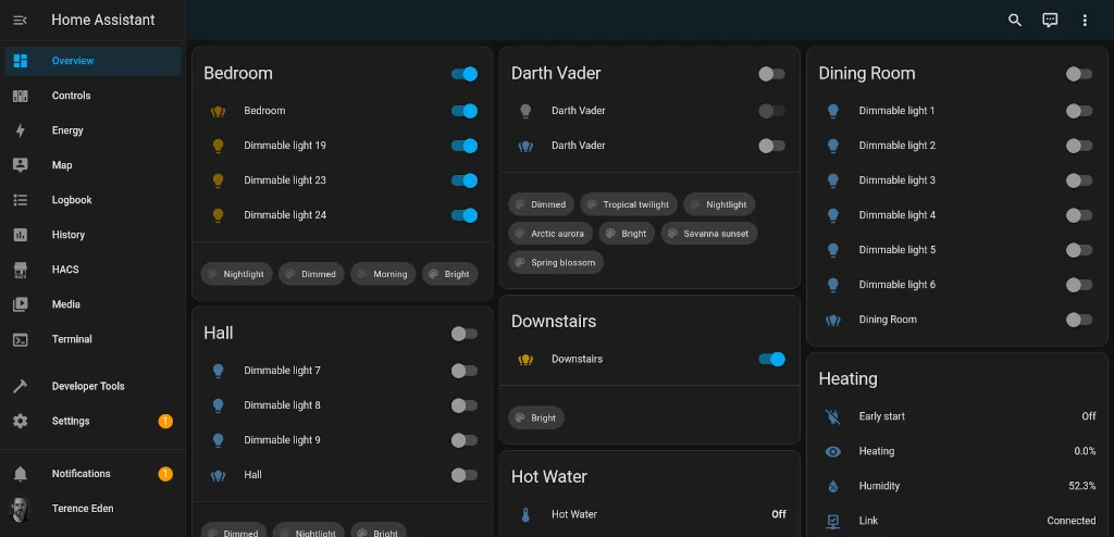 Screenshot of a website with loads of toggle switches.