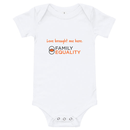 Baby Short-Sleeve Onesie - "Love Brought Me Here"