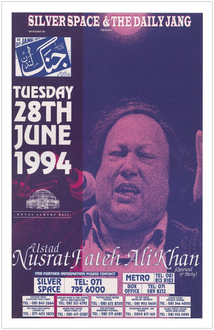 1994 Vintage Nusrat Fateh Ali Khan Concert Poster