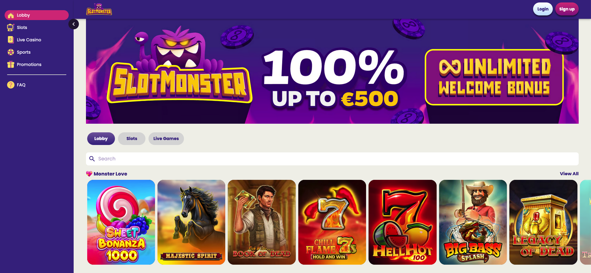 Slotmonster.com lobby