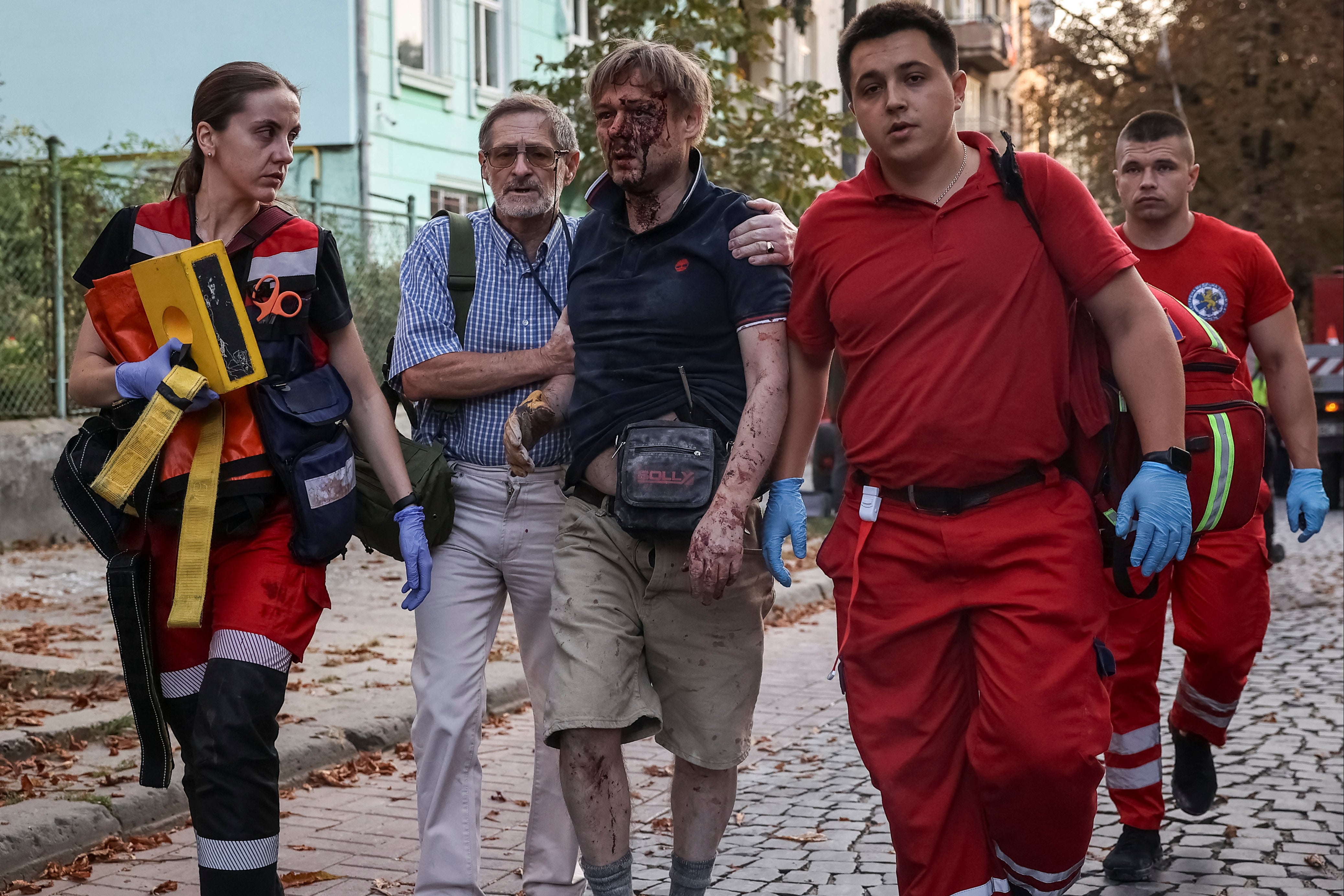 The aftermath of a Russian strike in Lviv