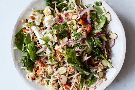 Lemony Farro Pasta Salad With Goat Cheese and Mint