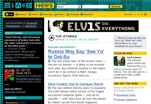 Wired News home page