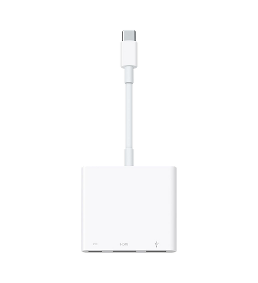 The USB-C Digital AV Multiport Adapter lets you connect your USB-C-enabled Mac or iPad to an HDMI display, while also connecting a standard USB device and a USB-C charging cable.