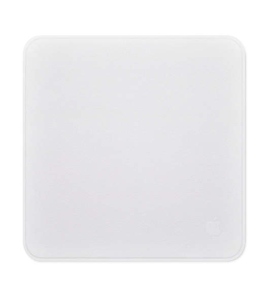 Chiffonnette, carrée avec coins arrondis, logo Apple en relief dans le coin inférieur droit