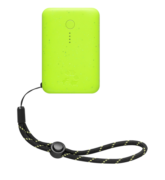 Nimble Champ Portable Charger, green, lanyard attached