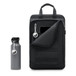 Tech21 Evo Pop Case attached to water bottle at left and attached to unzipped backpack at right, iPad inserted into pocket